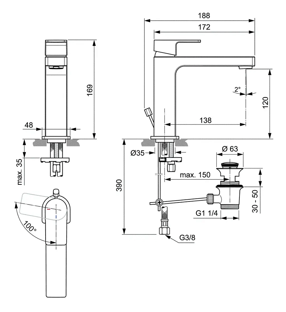 Смеситель для раковины Ideal Standard Edge A7107AA хром