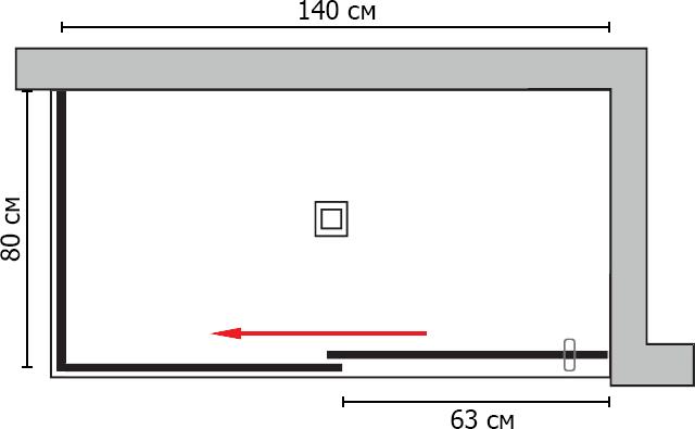 Душевой уголок GuteWetter Slide Rectan GK-863B левая 140x80 см, стекло бесцветное, профиль хром