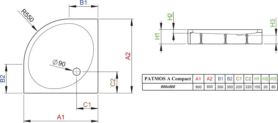 Поддон для душа Radaway Patmos A900 compact