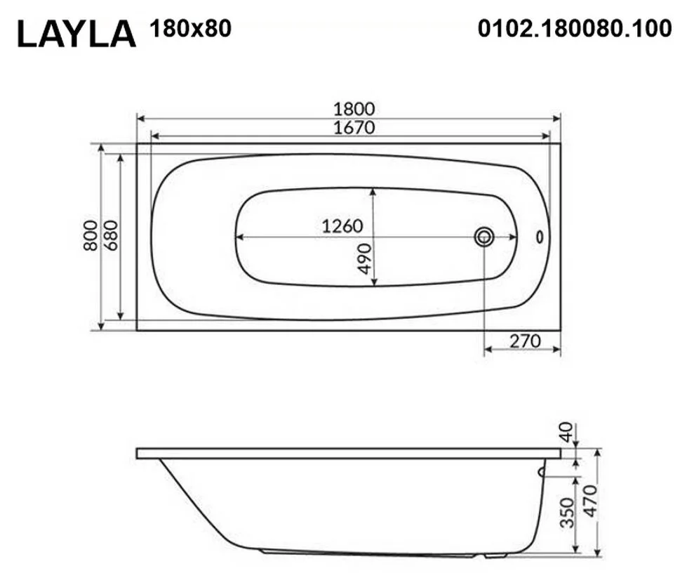 Акриловая ванна Whitecross Layla 0102.180080.100.NANO.GL золото, белый