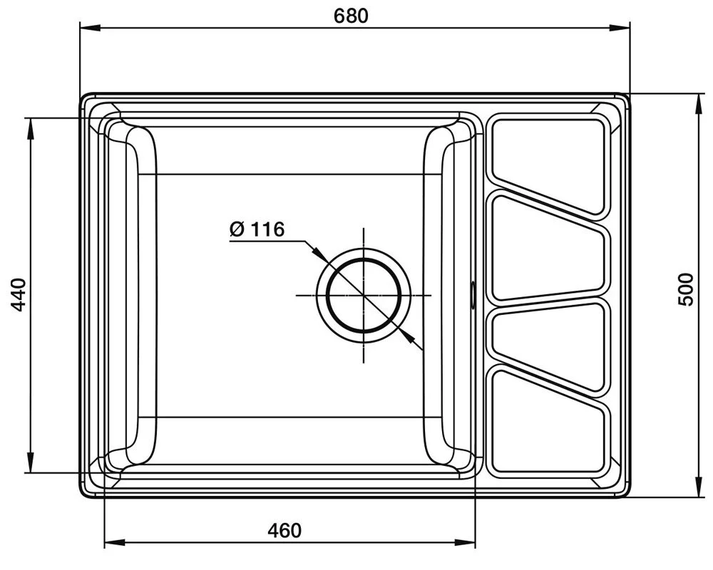 Кухонная мойка GranFest Vertex V-680L белый белый