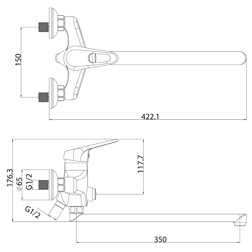 Смеситель для ванны Lemark Luna LM4157C хром