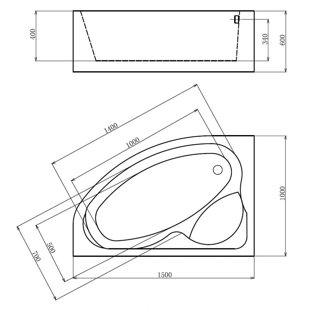 Акриловая ванна Gemy 150х100 G9009 B L