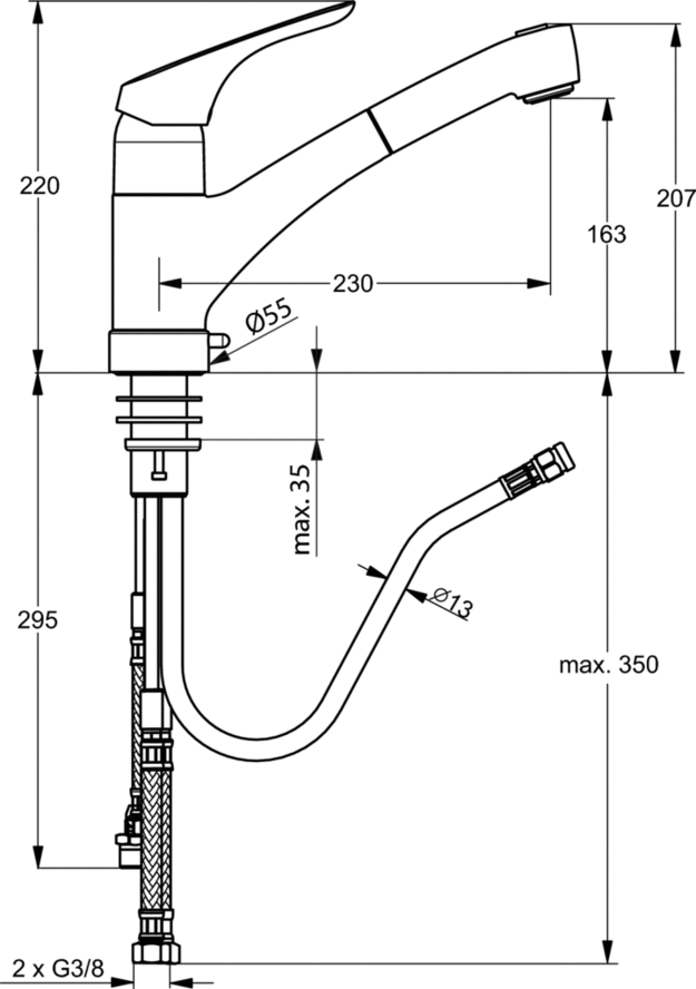 Смеситель Ideal Standard Cerasprint New B5348AA для кухонной мойки, хром