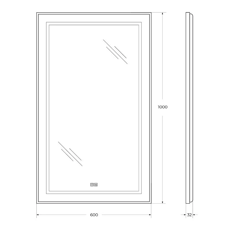 Зеркало BelBagno Kraft SPC-KRAFT-600-1000-LED-TCH-WARM серый