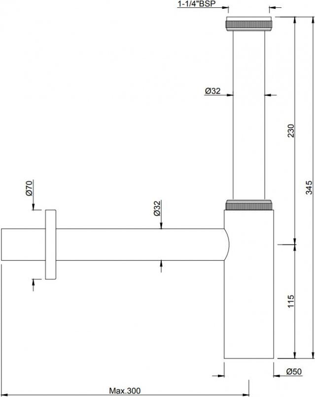 Сифон для раковины Jaquar ALD-CHR-769L300X190