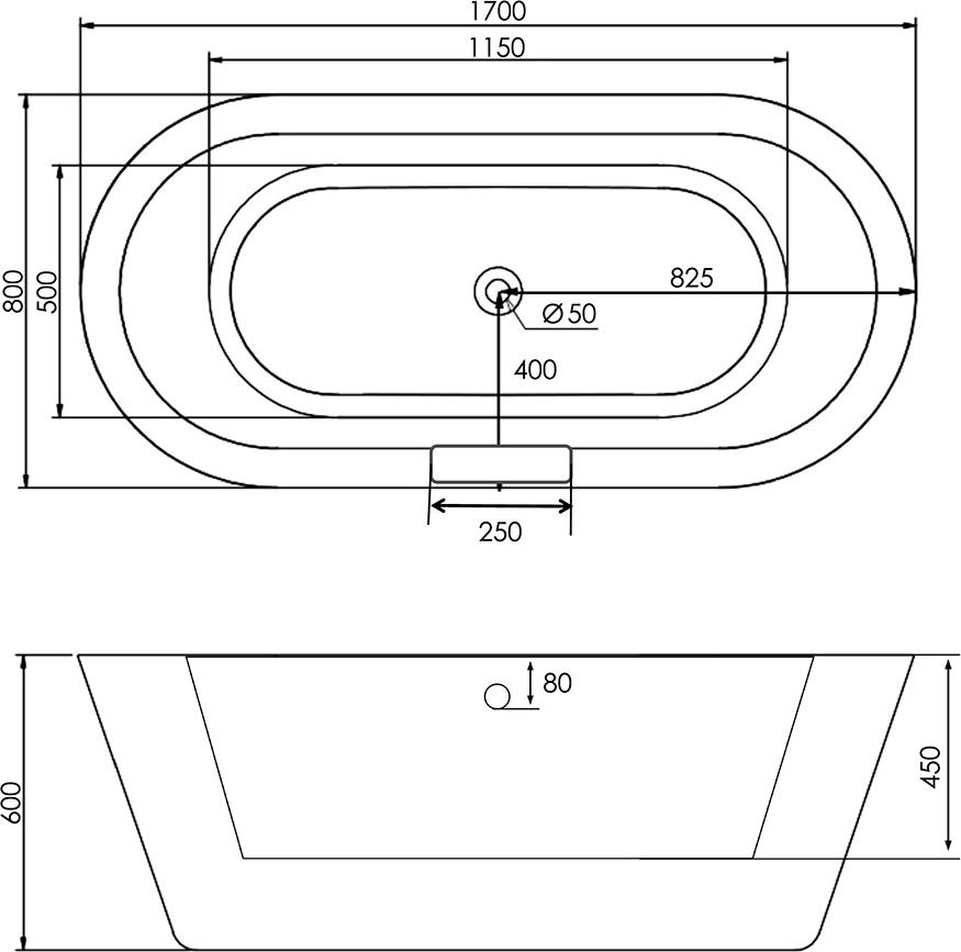 Акриловая ванна Abber 170x80 AB9213C