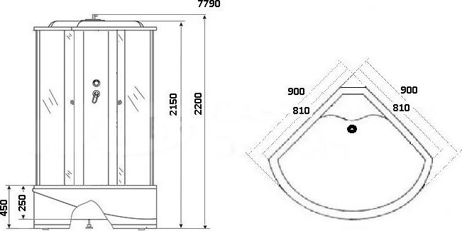 Душевая кабина Niagara Lux 7790G 90x90x220, золото