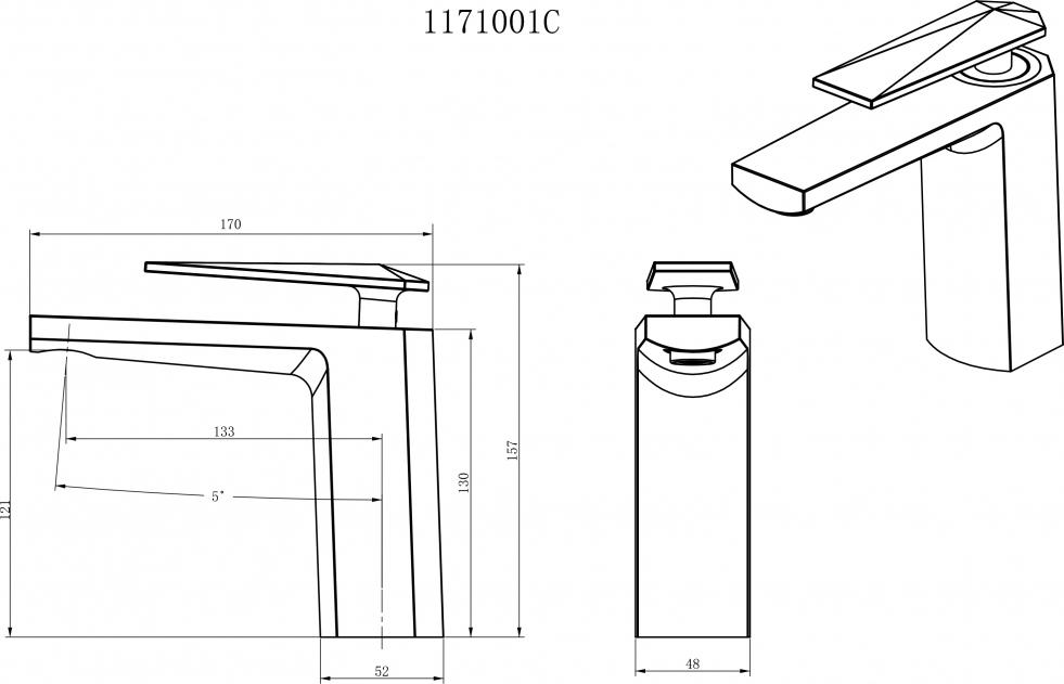 Смеситель Gllon GL-117 1001C для раковины