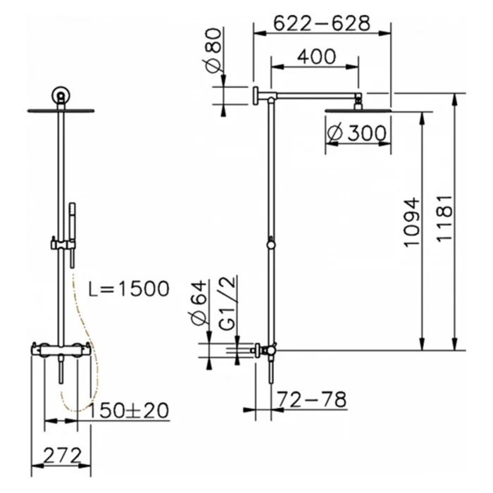 Душевая система Cisal Less New LNC7801N40 черный