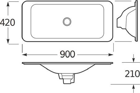 Раковина встраиваемая 90 см Armani / Roca Baia 7.3270.C.1R3.0, greige