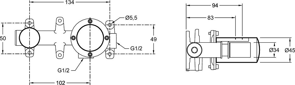 Скрытая часть для смесителя Jacob Delafon Grands Boulevards E28138-CP, хром