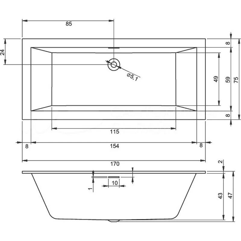 Акриловая ванна Riho Rething Cubic B105012005 белый