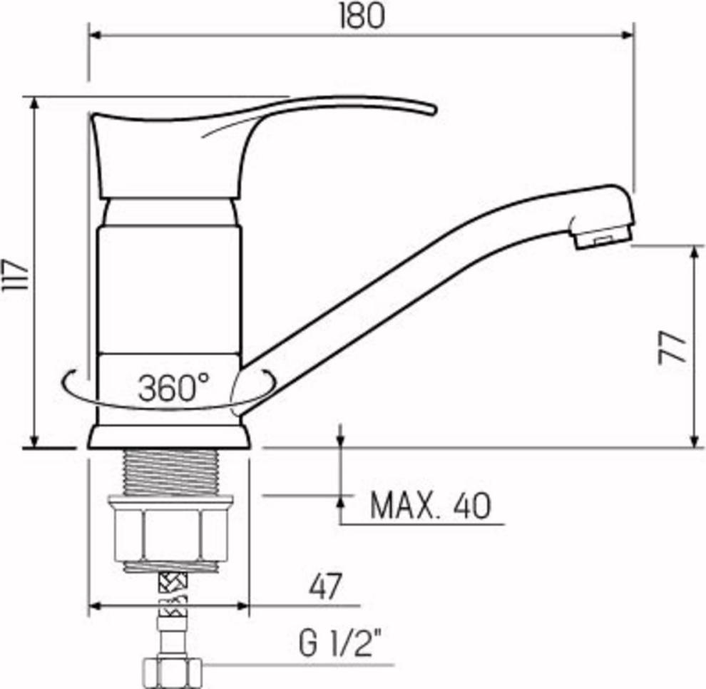 Смеситель для кухни РМС SL86-004FBS-15, хром