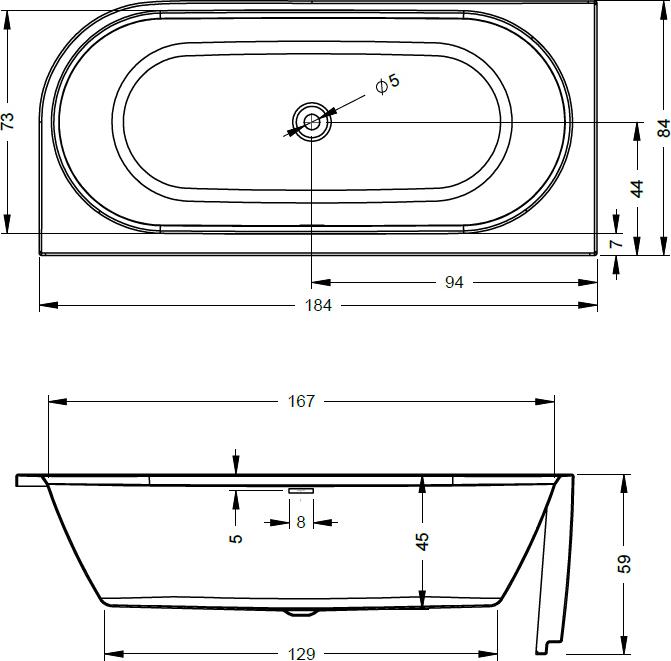 Акриловая ванна Riho Desire Corner B087003220 184x84 R белая/черная матовая