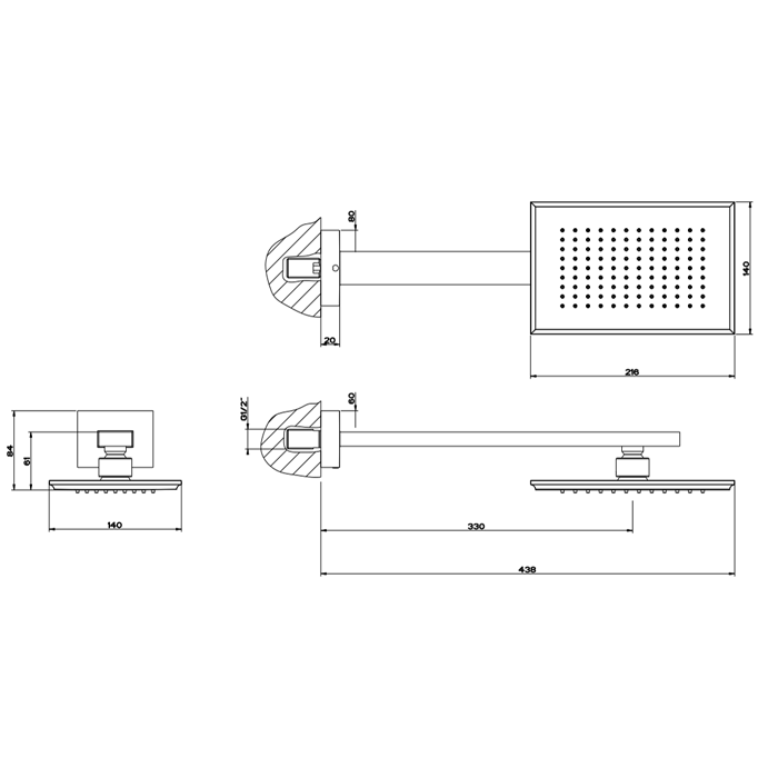 Верхний душ с кронштейном Gessi Eleganza 46148#031, хром