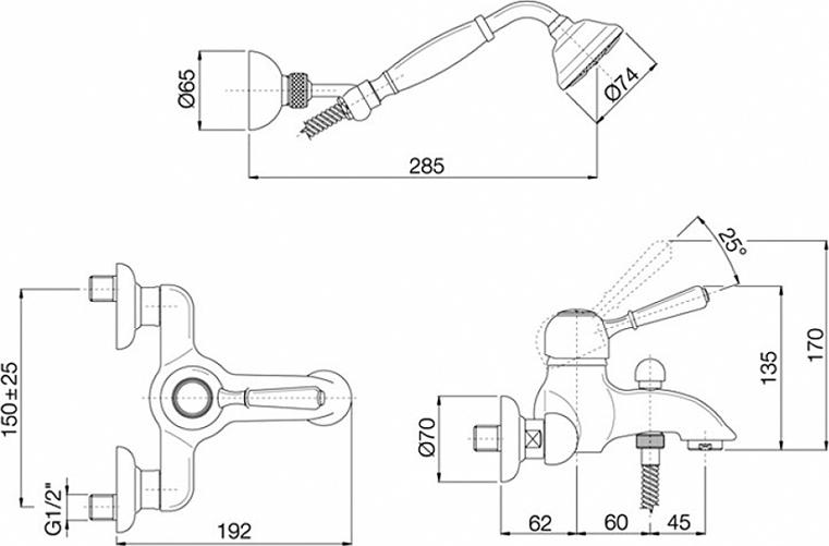 Смеситель Fima Carlo Frattini Bell F3364CR для ванны с душем