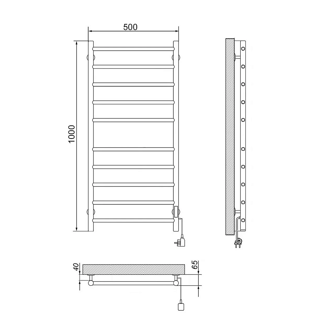 Полотенцесушитель электрический Ника Way-2 WAY-2 100/50 U хром