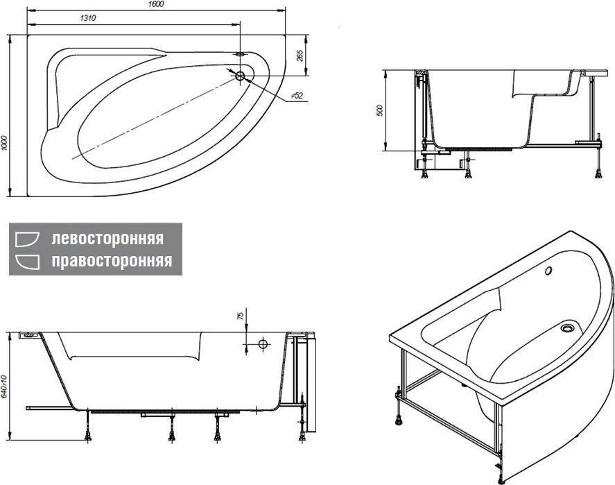 Акриловая ванна Roca Welna 160x100 ZRU9302998 правая