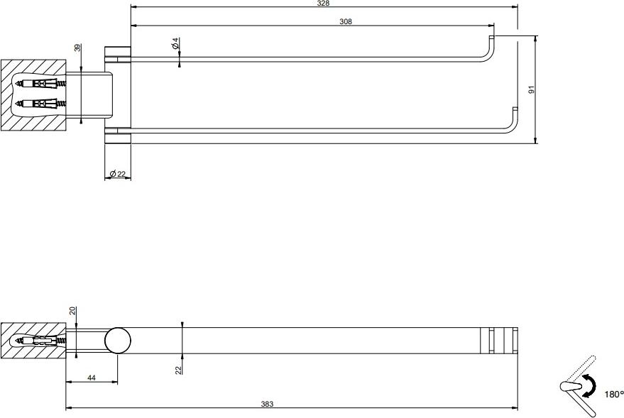 Полотенцедержатель двойной Gessi Emporio 63617-299, черный матовый