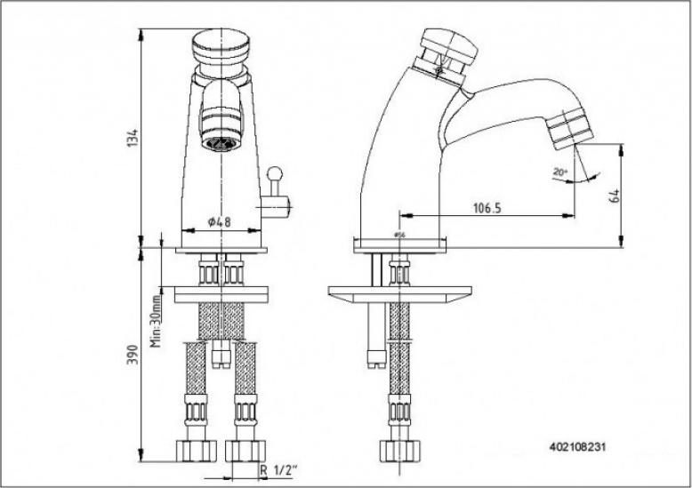 Смеситель для раковины E.C.A. 402108231 хром