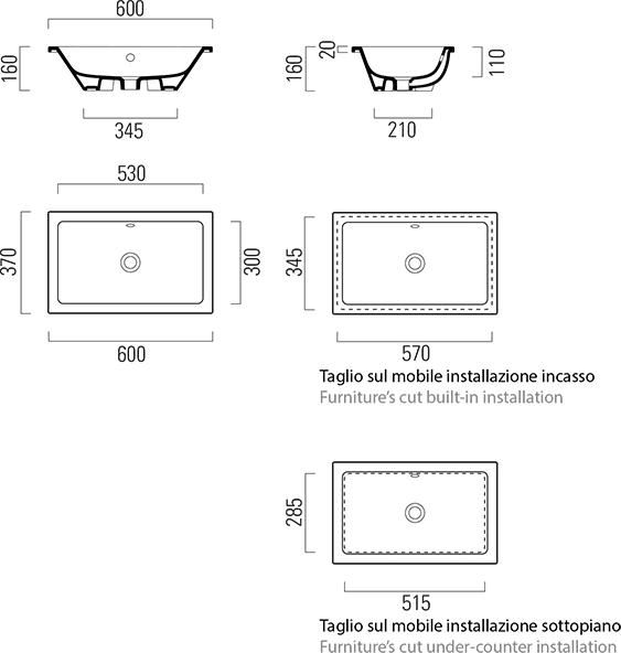 Раковина встраиваемая GSI Kube X 895311, белый