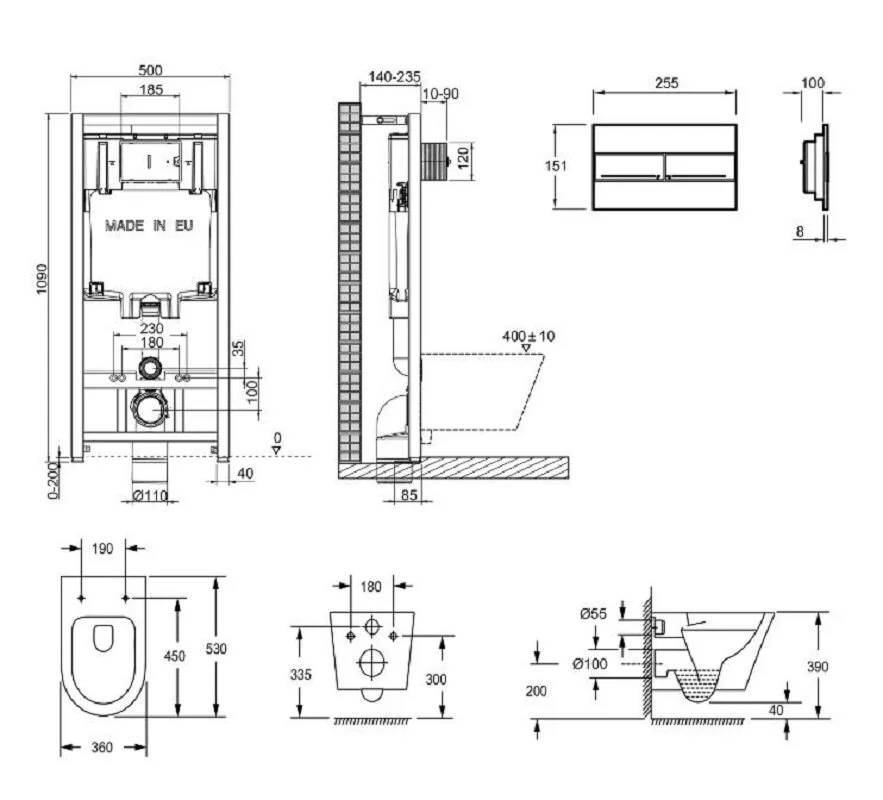 Инсталляция Jacob Delafon с безободковым унитазом Rodin+ E21751RU-00, крышка микролифт, клавиша хром в подарок, комплект