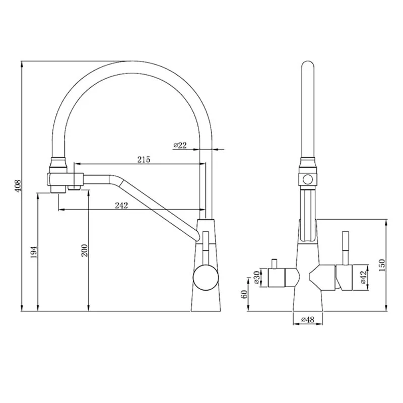 Смеситель для кухни Esko K25 W хром, белый