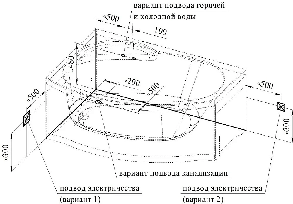 Акриловая ванна Vannesa Massage 2-76-2-1-0-213 белый