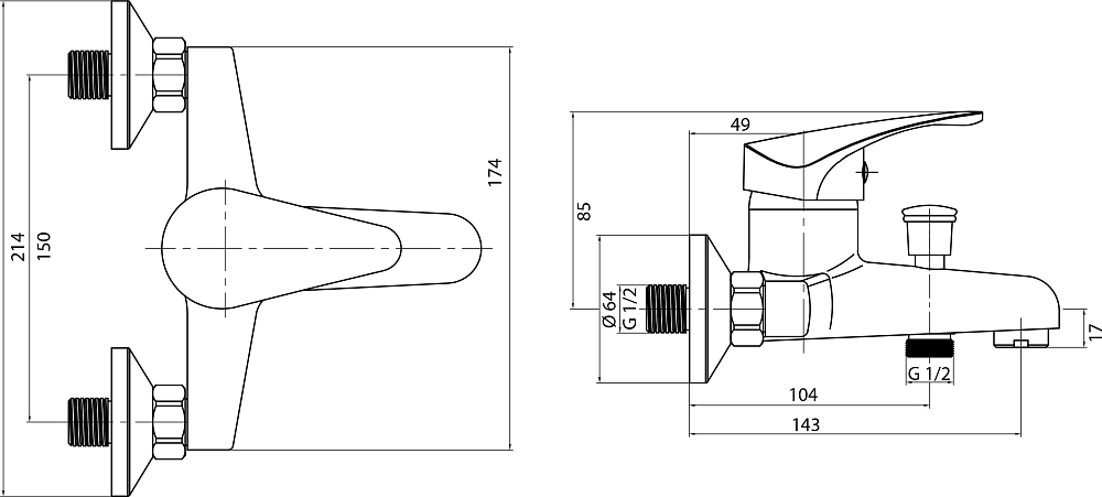 Смеситель Edelform Irida ID1810 для ванны с душем