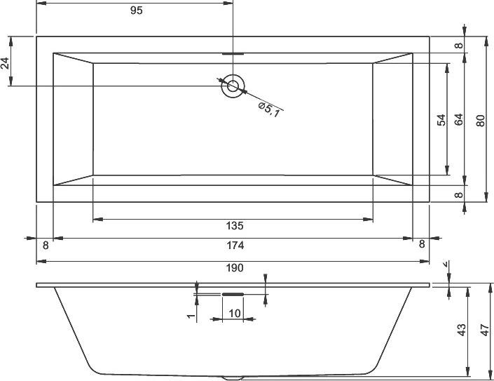 Акриловая ванна Riho Rething Cubic B108001005 190x80