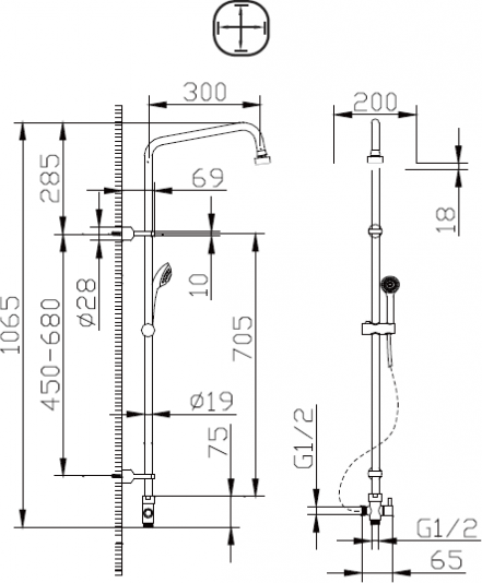 Душевая стойка Bravat Fit S D283CP-2A-RUS