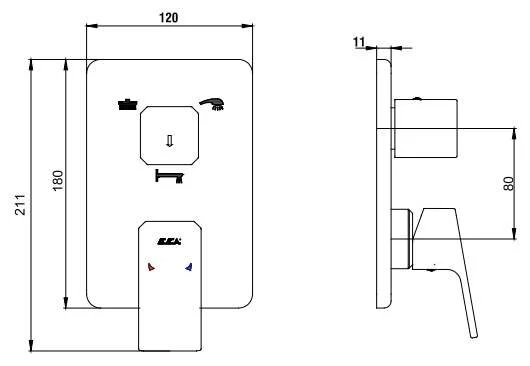 Смеситель для ванны E.C.A Tiera 102167305C1EX-K черный