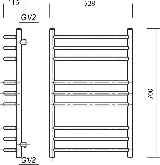 Полотенцесушитель электрический Domoterm Калипсо П9 50x70 хром L