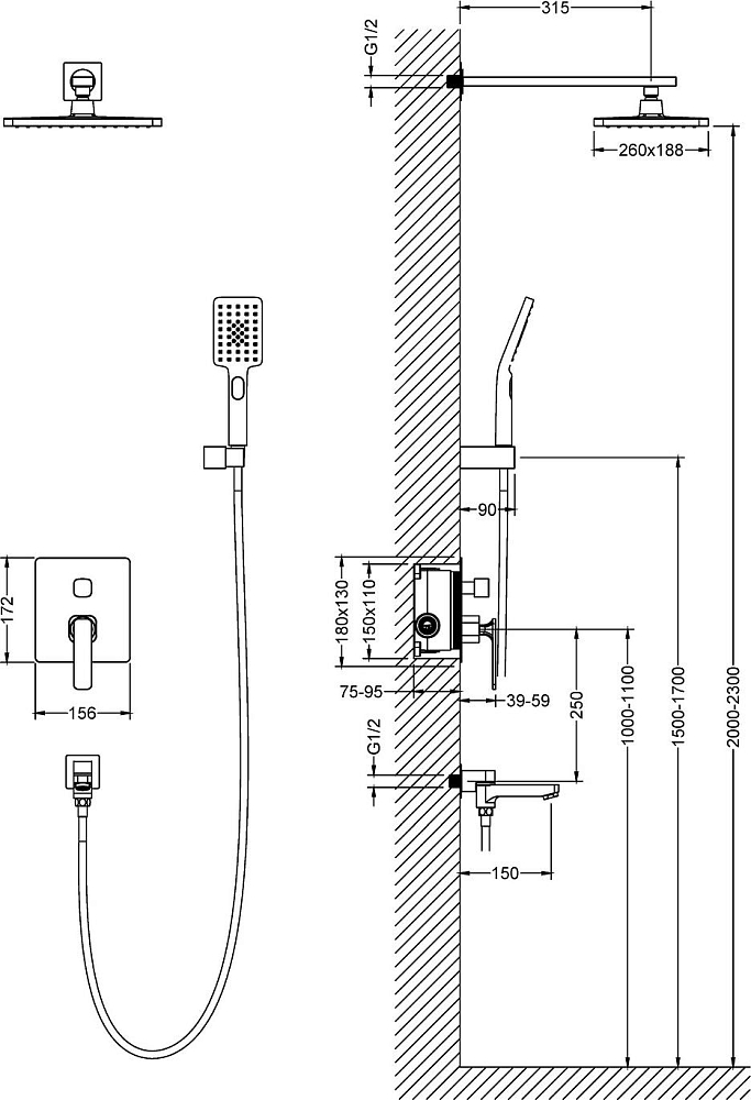 Душевая система Timo Selene SX-4399/00SM, хром