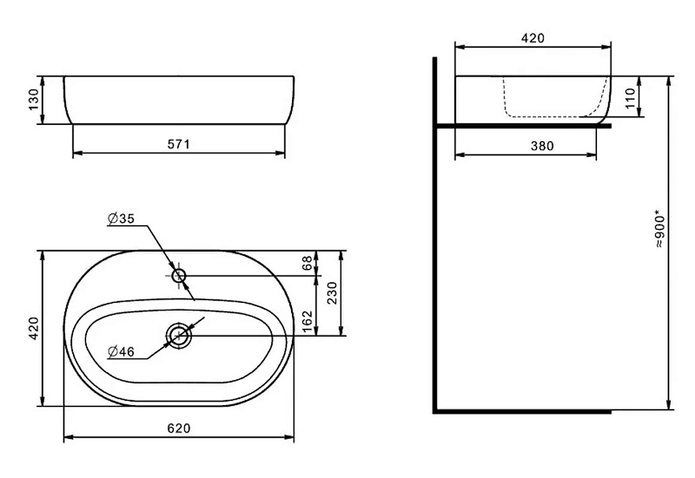 Раковина накладная Santek 1WH501710 белый