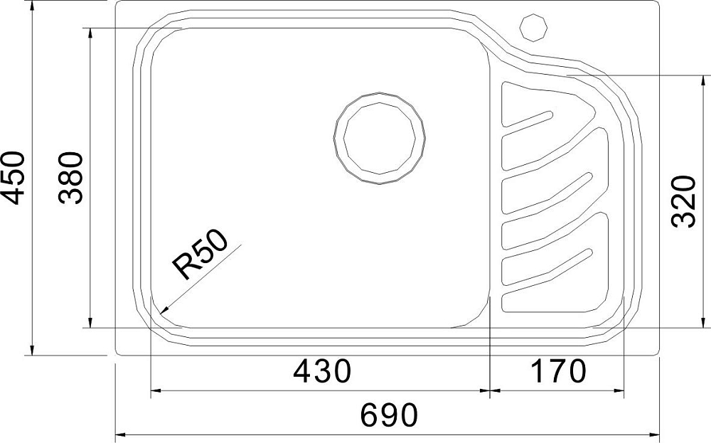 Кухонная мойка Oulin OL-327L