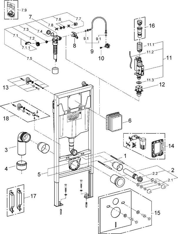 Инсталляция для подвесного унитаза Grohe Rapid SL 38536001