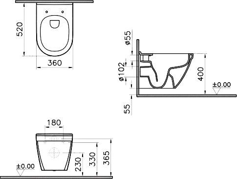 Комплект VitrA S50 9003B003-7201 кнопка хром безободковый, с крышкой-сиденьем микролифт