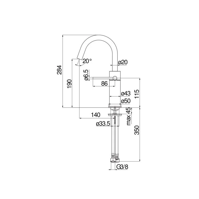 Смеситель для раковины Nobili Velis VE125138/3FLP черный