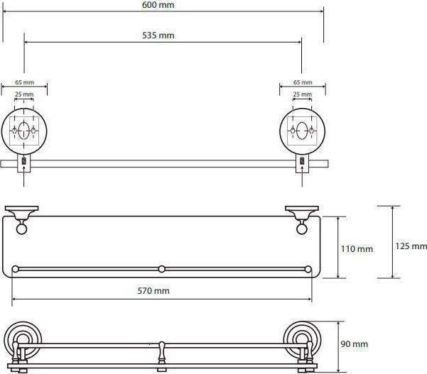 Полочка Bemeta Retro 144202268 золото, хром