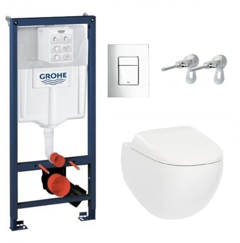 Инсталляция Grohe 38775001, с безободковым унитазом Am.Pm Sensation FlashClean C301700WH, сиденье микролифт, комплект