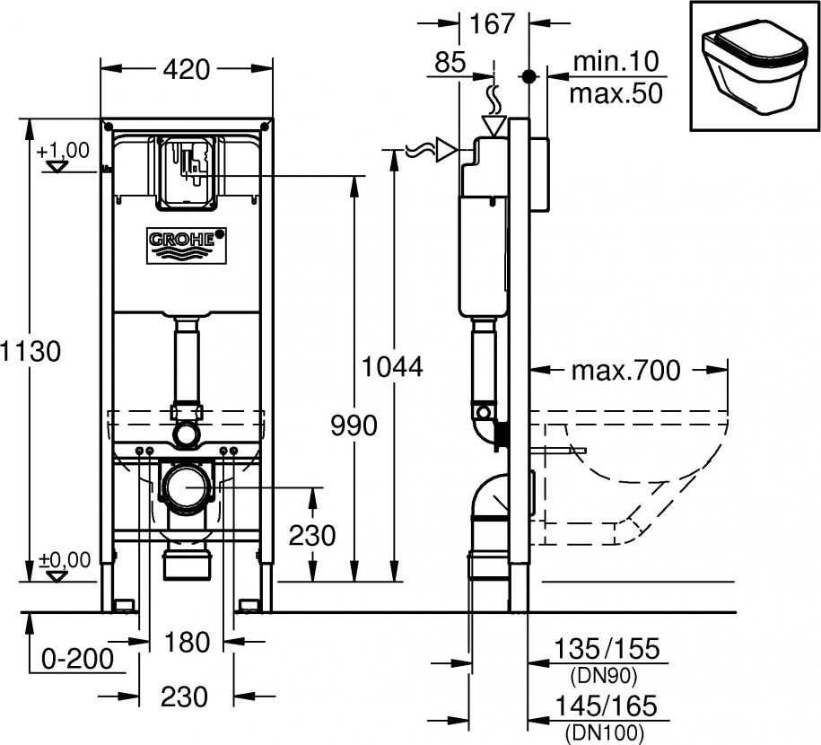 Система инсталляции для унитазов Grohe Rapid SL 38713001