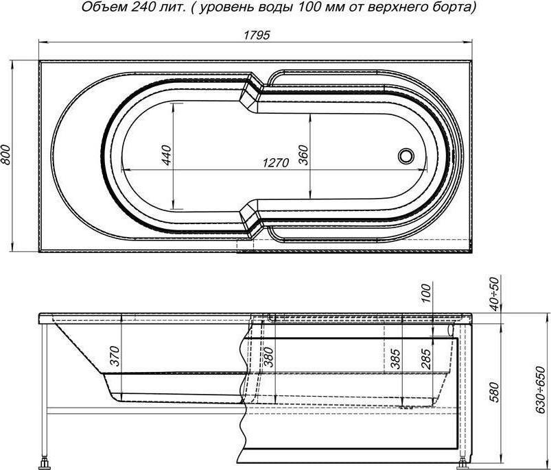 Акриловая ванна Aquanet Tea 180х80 00205282