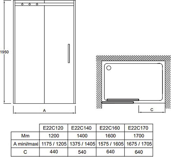 Душевая дверь 160x195 Jacob Delafon Contra E22C160-GA