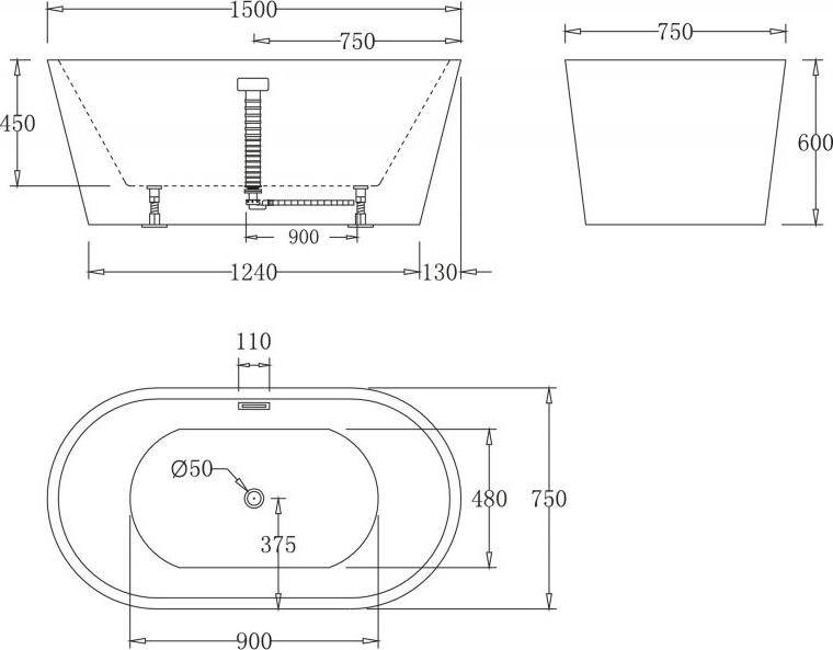 Акриловая ванна BelBagno 150х75 BB71-1500