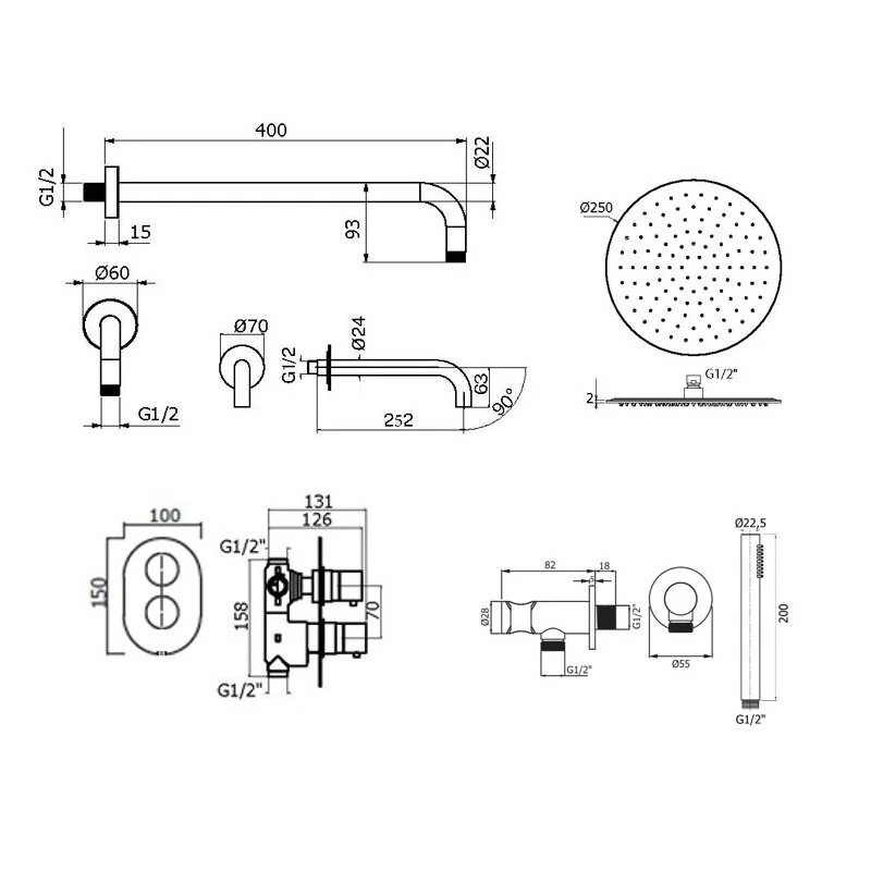 Душевая система Plumberia Selection Ixo KITXOT19CR260 хром