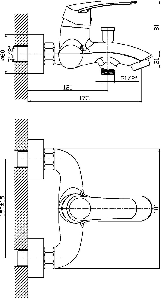 Смеситель для ванны и душа Orange Alfi M18-100br, бронза