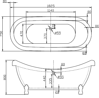 Акриловая ванна BelBagno BB05 183х75