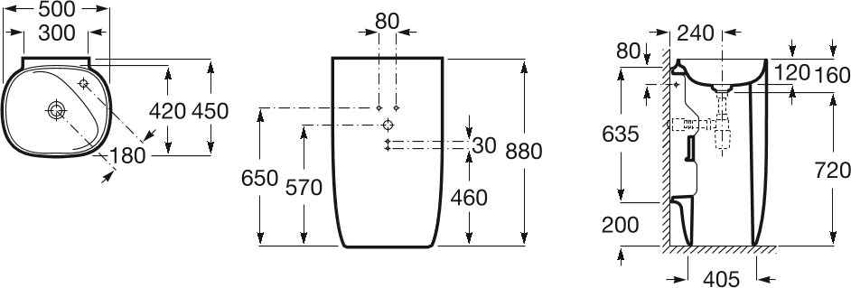 Раковина 50 см Roca Beyond Totem 3270B0000